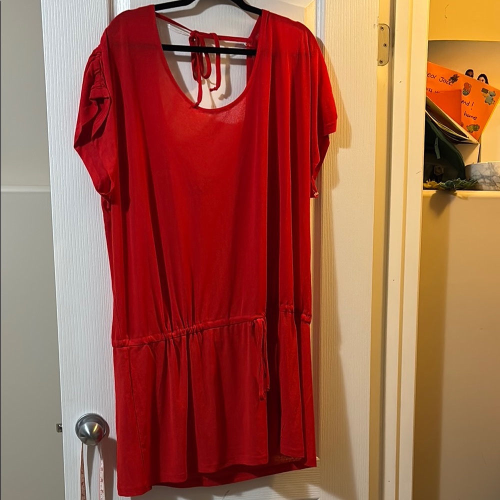 Red swim coverup Sz 3X